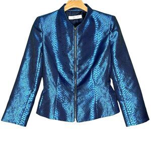 Carla Zampatti Blue Snake Print Jacket Sz 8